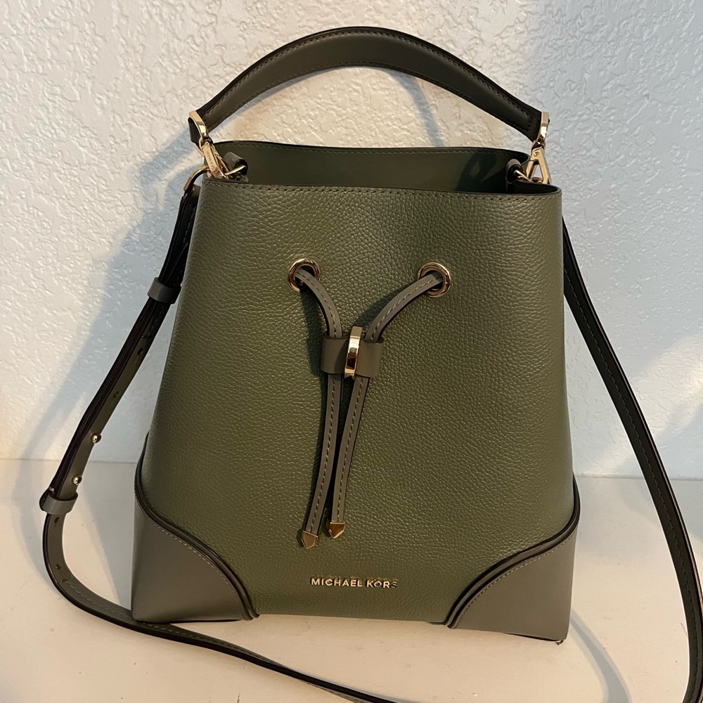 Michael Kors Olive Green Bucket Bag